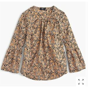 Drake's for J.Crew Animal Print Giraffe Long Sleeve Pullover Blouse Navy Size 00